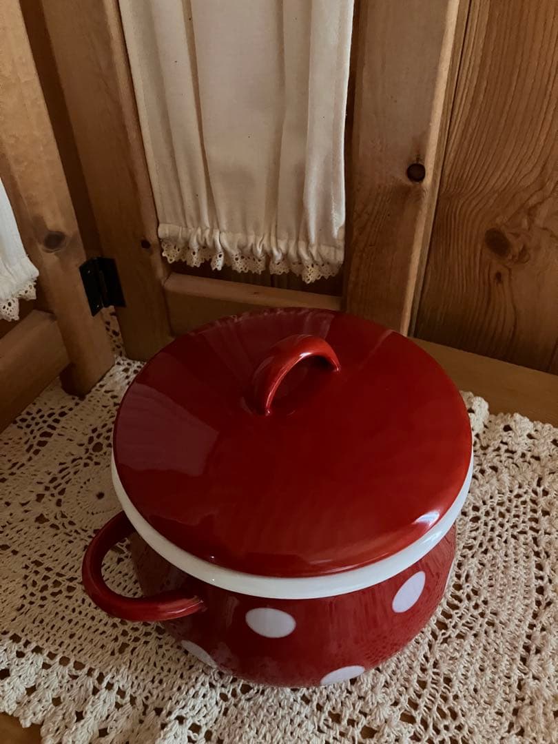 カントリー❤️新品　赤ドット琺瑯両手鍋