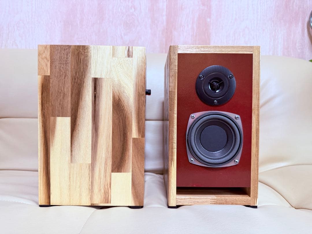 ブックシェルフ型2wayスピーカー （ペア）レッド/ウッド