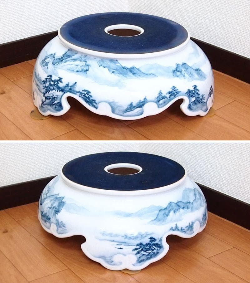 【美品】有田焼 沈香壺 勝雲作/藤井勝雲 絵付師:金武自然 山水染付 壷/つぼ