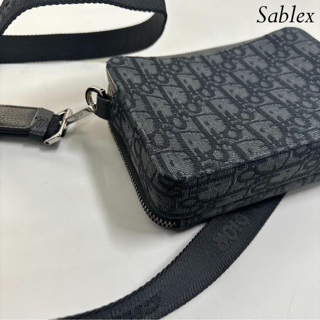 【超極美品】クリスチャンディオール オブリーク ジャガード ブラック レザー