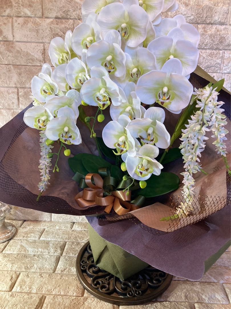 光触媒　人工観葉植物　ウォールグリーン　フェイクグリーン　リアル胡蝶蘭7848