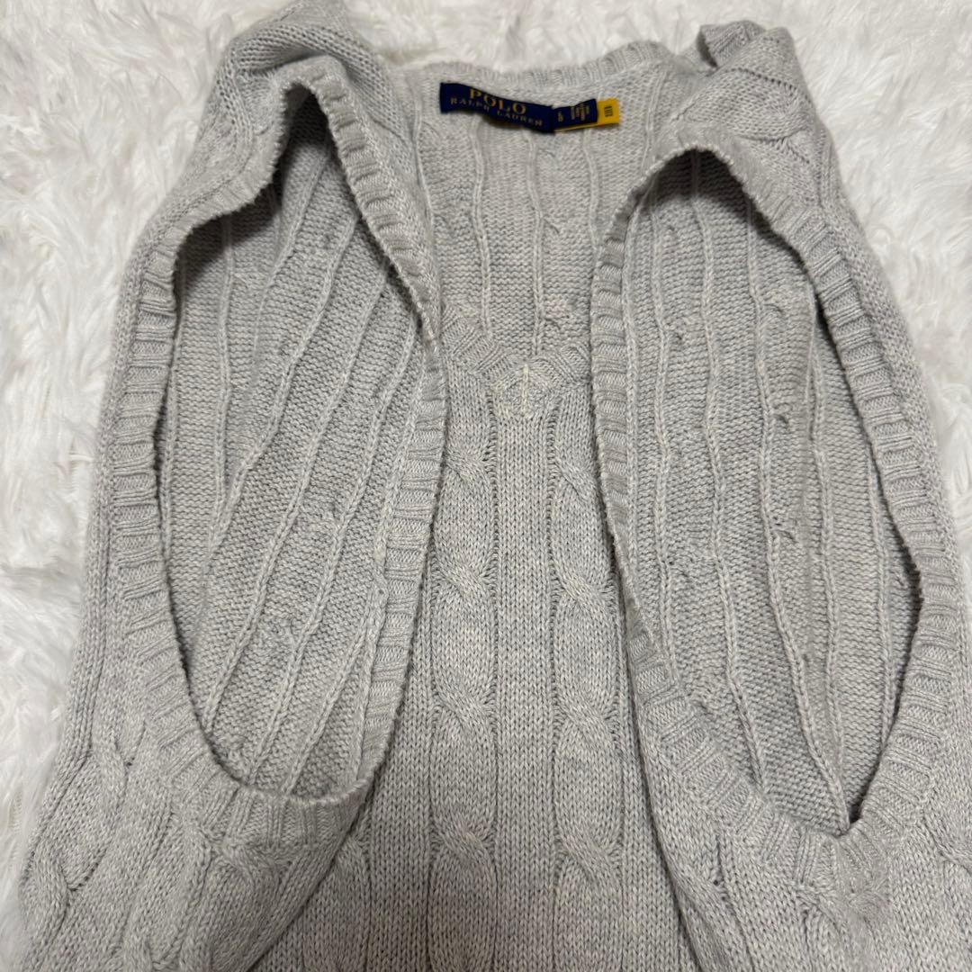 美品✨ポロラルフローレン　ケーブルニットベスト L グレー ポニー刺繍 現行タグ