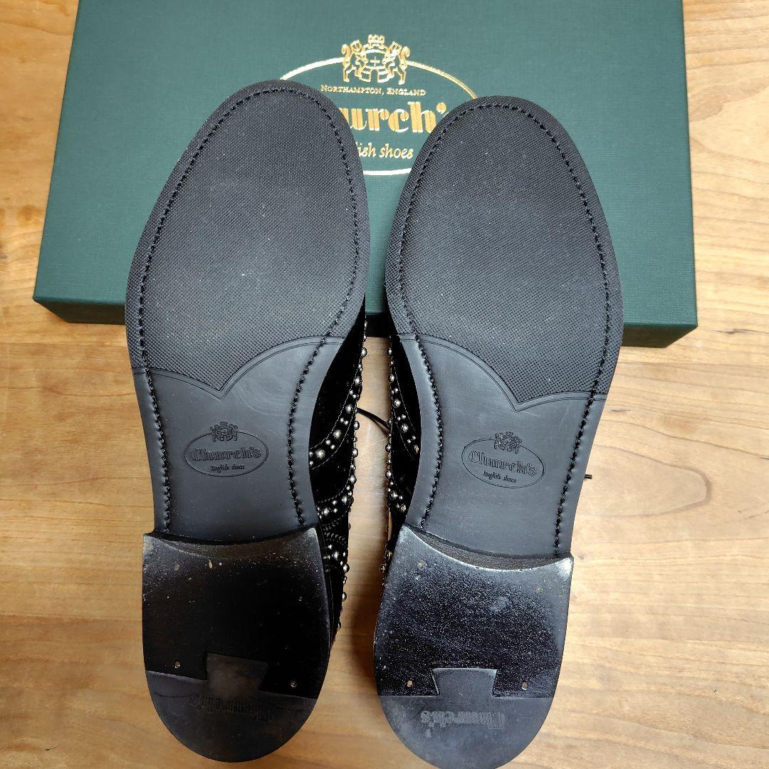 お値下げ致しました。チャーチ スタッズ付き黒レースアップ革靴36