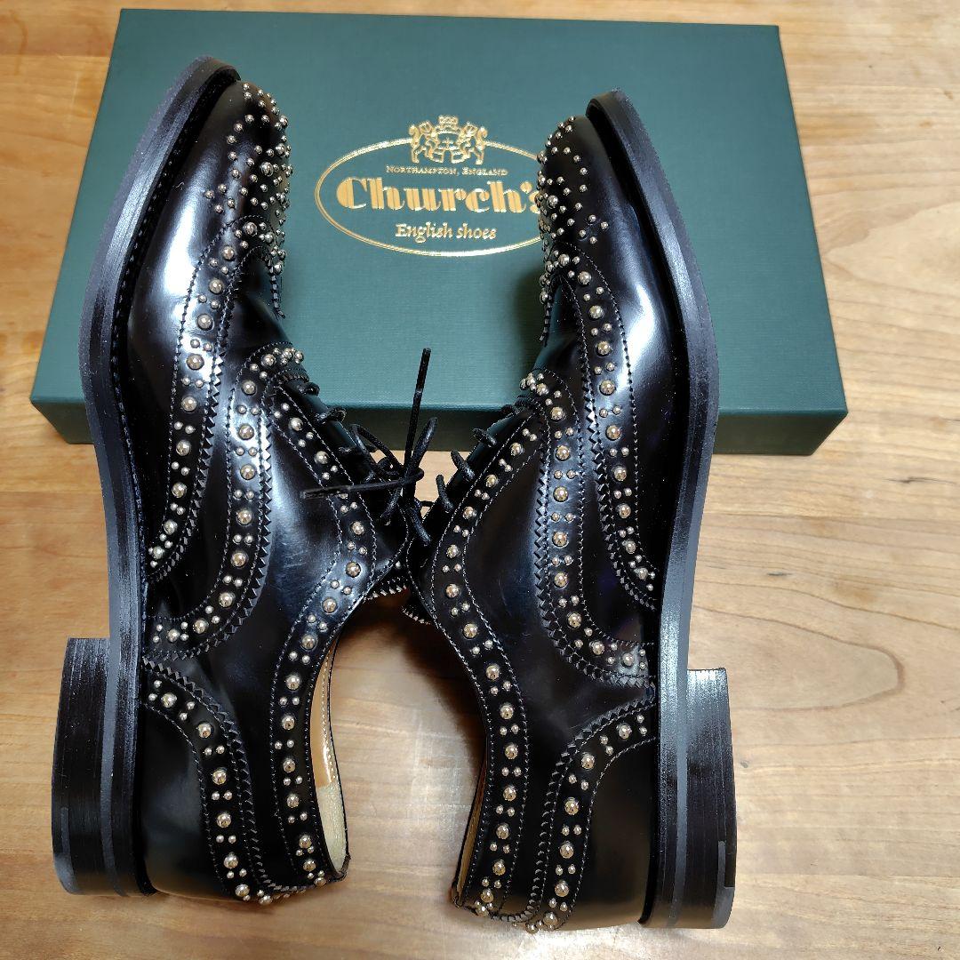 お値下げ致しました。チャーチ スタッズ付き黒レースアップ革靴36