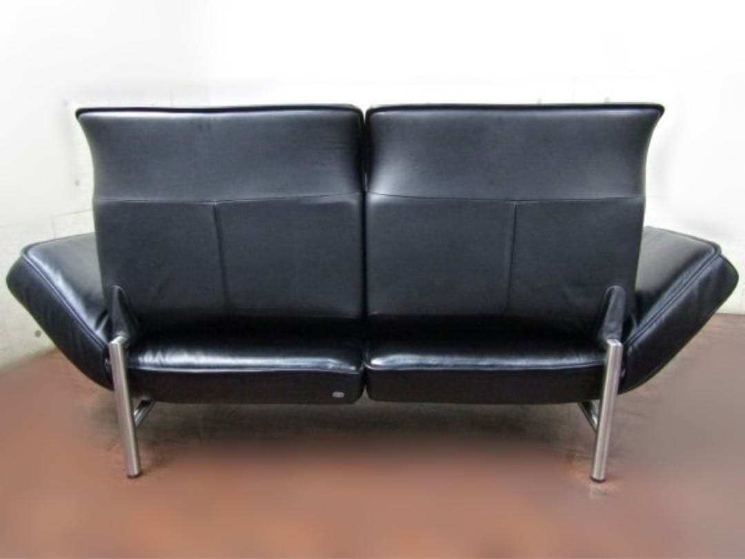 de Sedeデセデ黒総革可動2人掛けソファ　DS-450