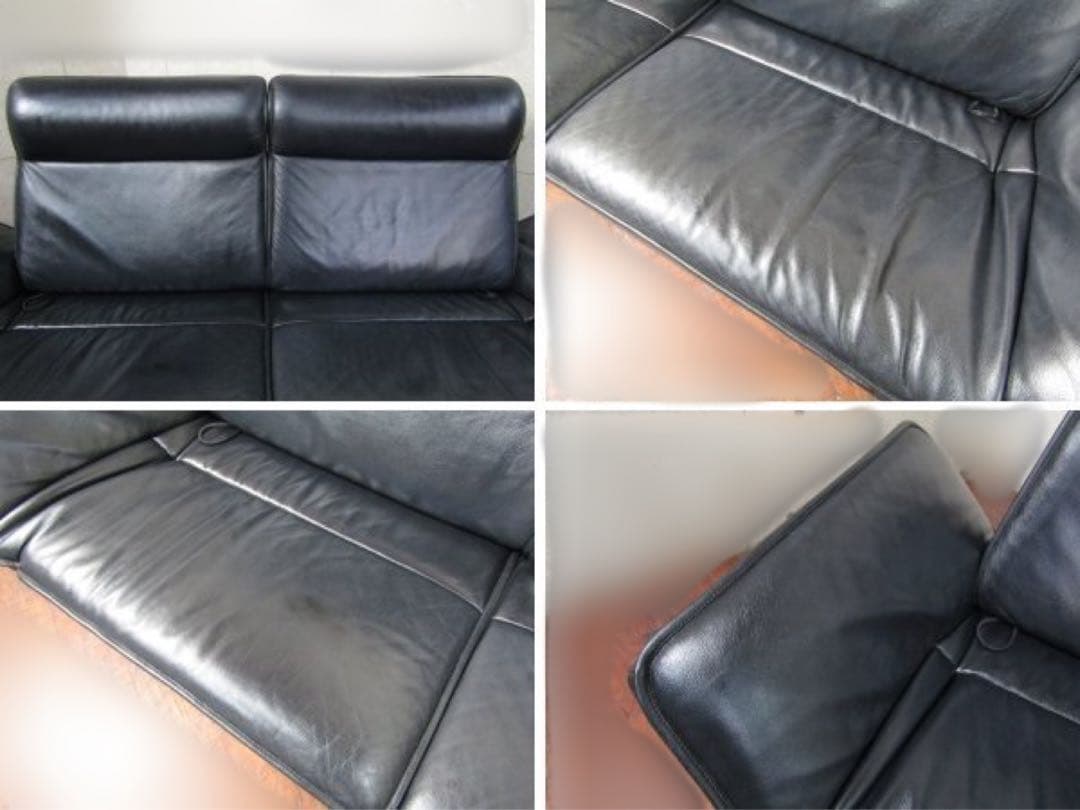 de Sedeデセデ黒総革可動2人掛けソファ　DS-450