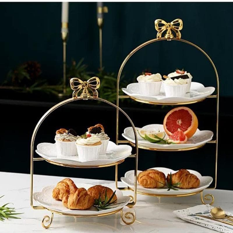 ケーキスタンド アフタヌーンティー スタンド 2段 トレイ トレー シルバー 銀