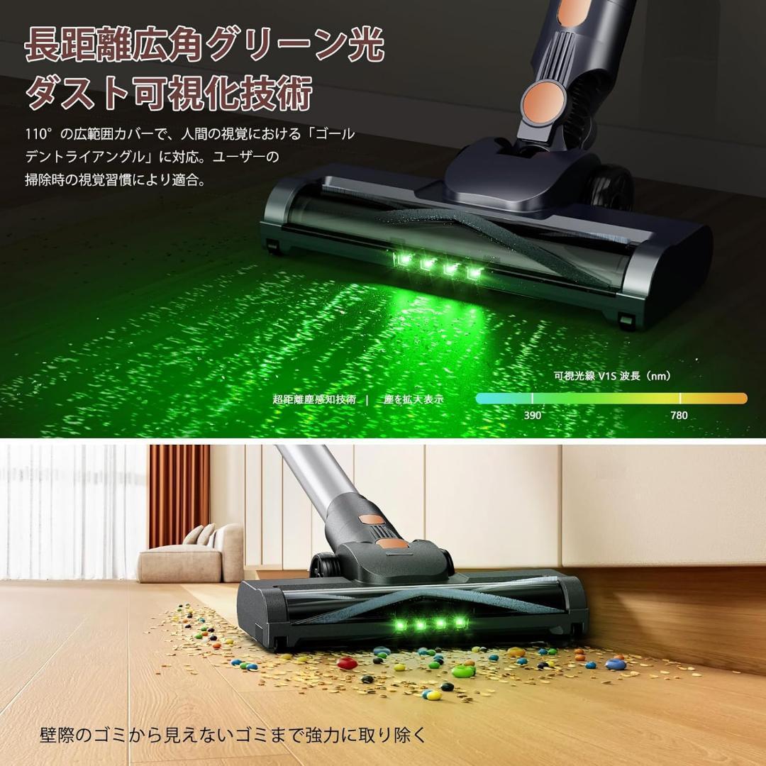 掃除機 コードレス　65Kpa真の超強力吸引＆同クラス最軽量　55分連続稼働