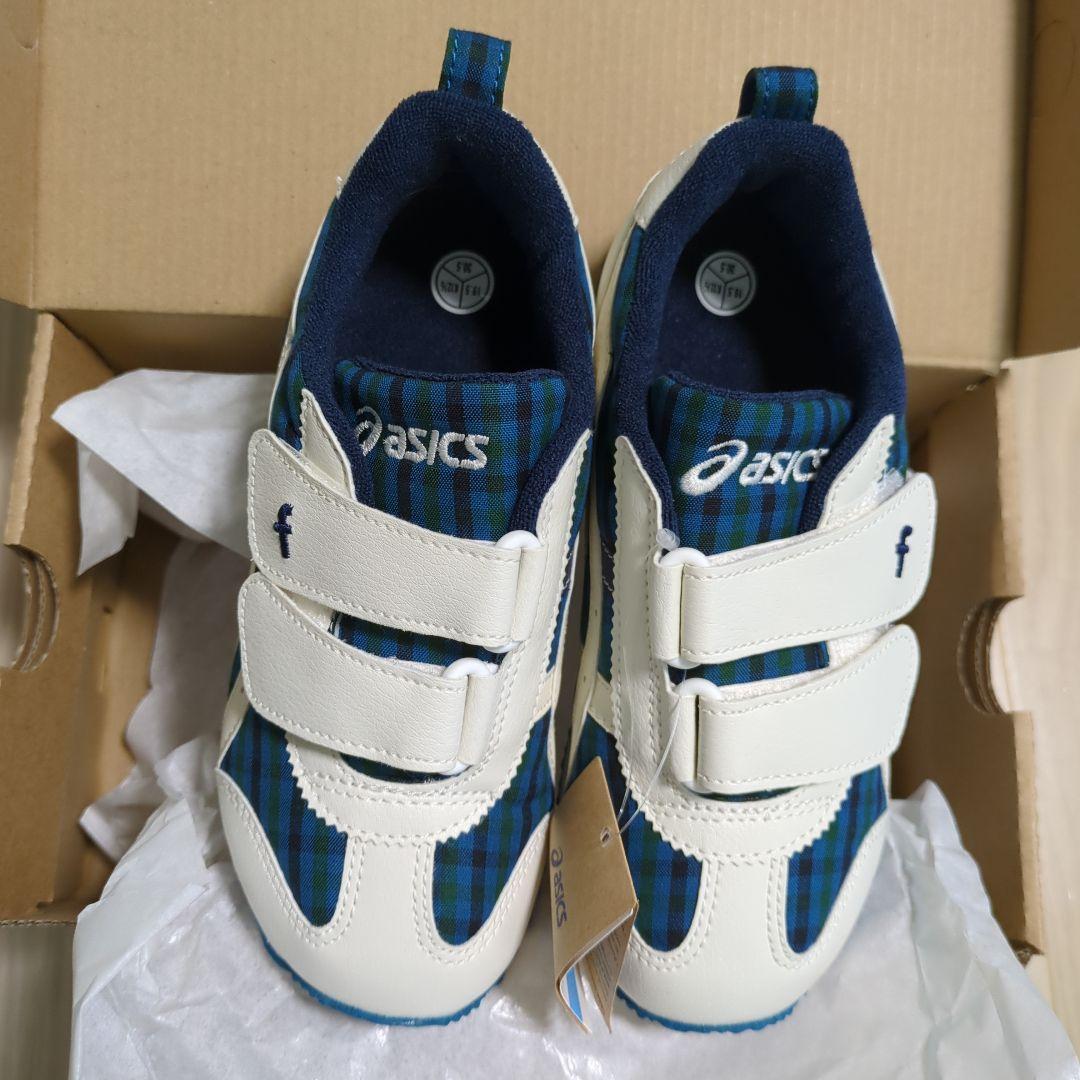 ASICS 青チェック柄 スニーカー 19.5cm XB