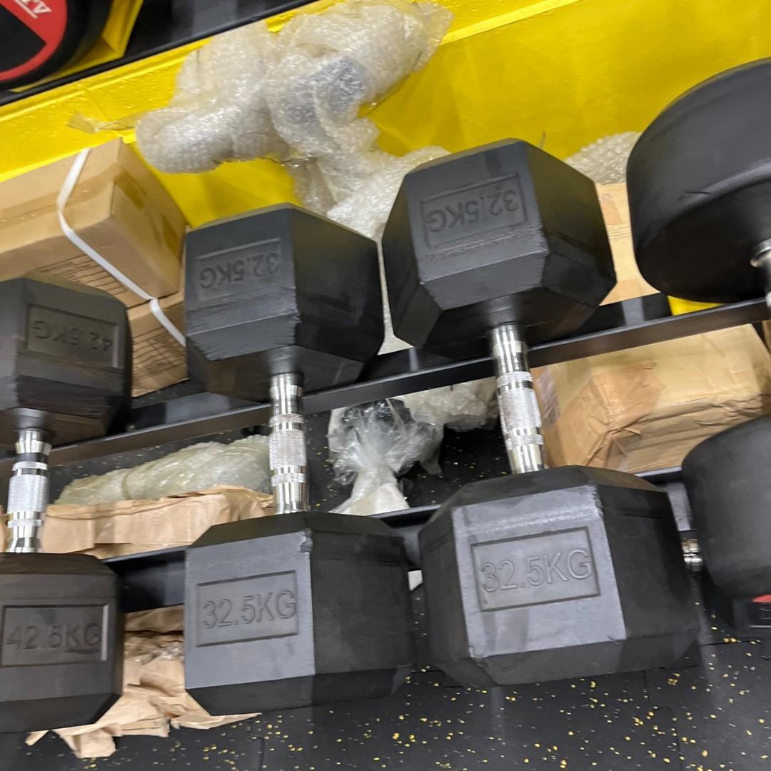 ヘックスラバーダンベル　32.5kgダンベル 2個セット　送料込み・20％OFF