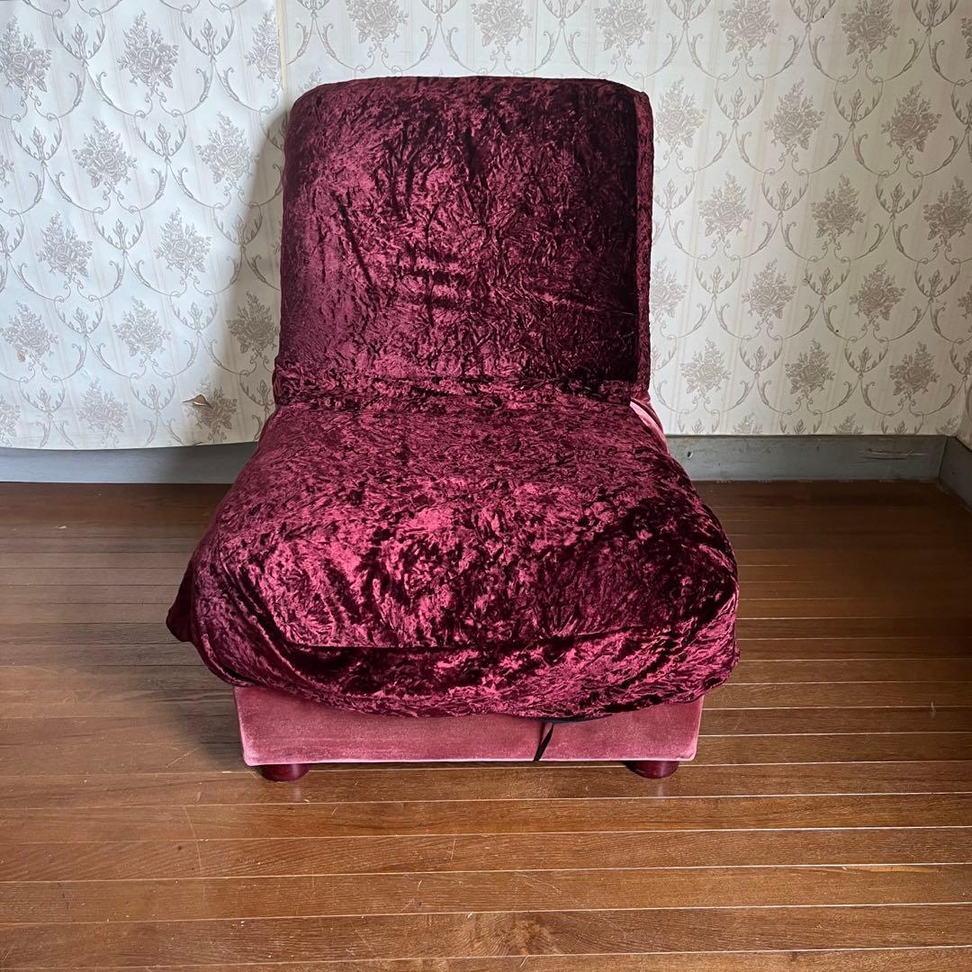 【アンティーク】昭和レトロ ベロア シングルソファ スナック 喫茶店 古家具