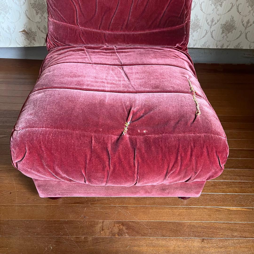 【アンティーク】昭和レトロ ベロア シングルソファ スナック 喫茶店 古家具