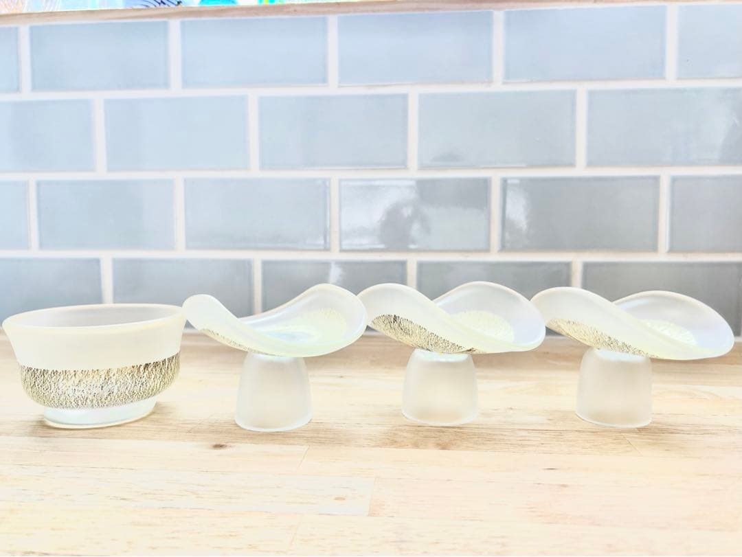 黒木国昭 金彩 鉢 ガラス 小鉢 向付 猪口 和食器 硝子 4点 まとめ売 美品