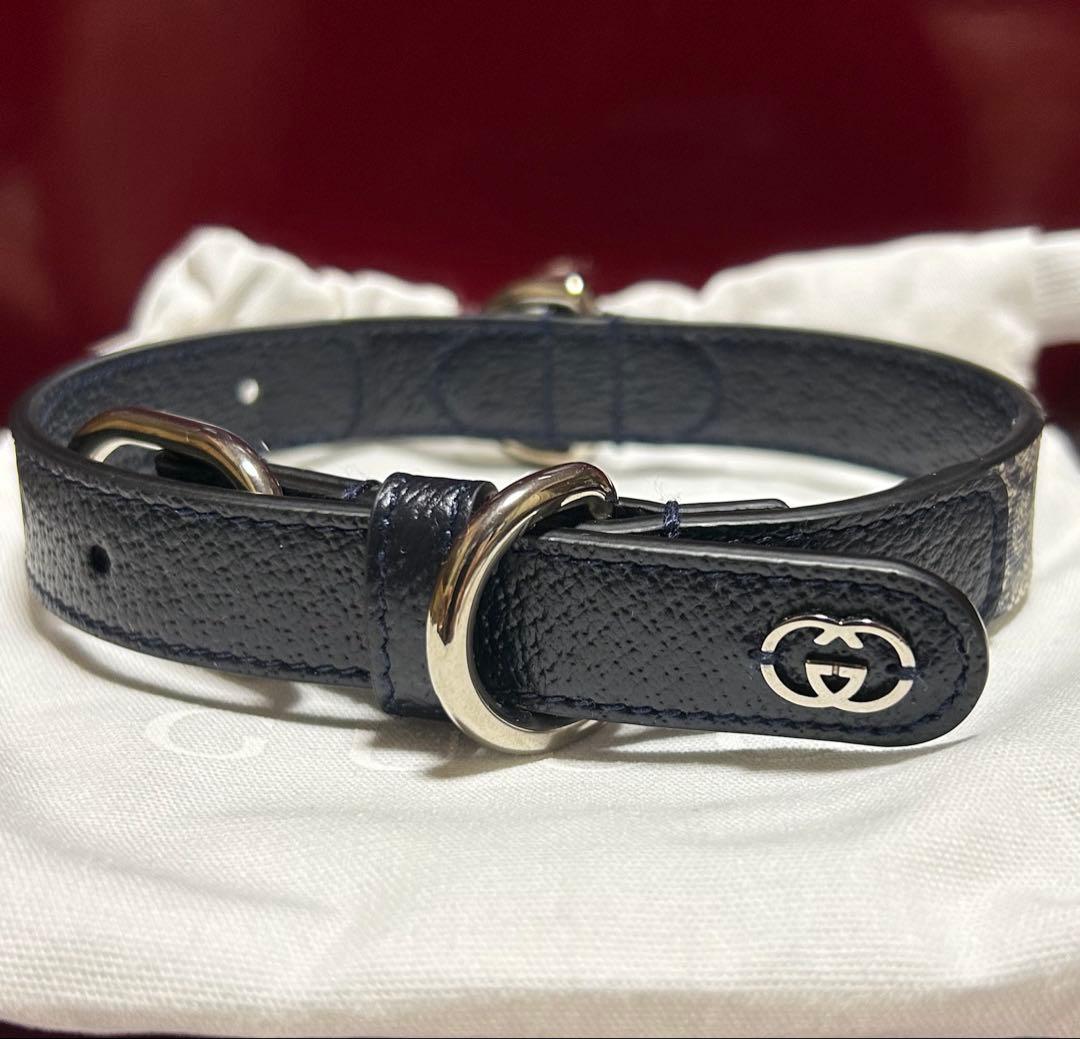 新品 GUCCI グッチ エクストラスモール ペット 首輪 S ベージュブルー
