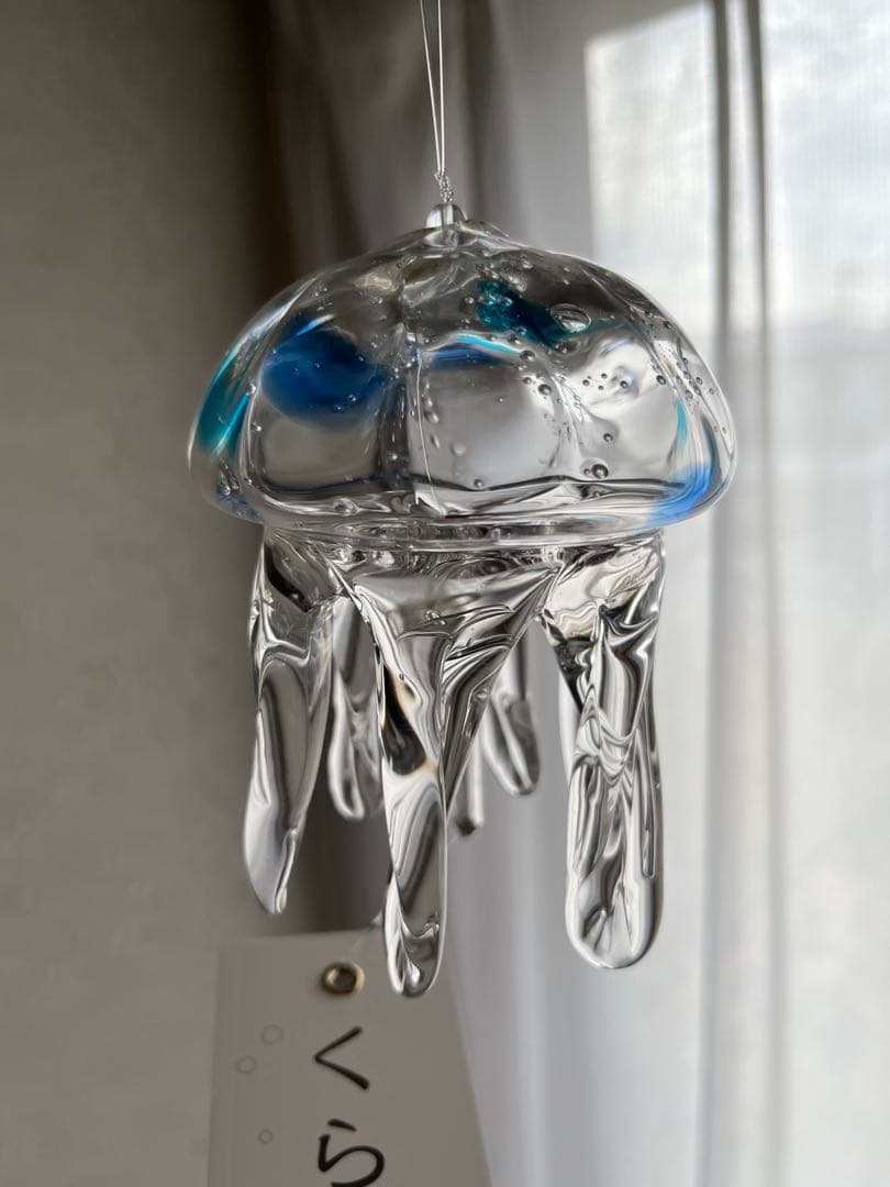 【新品】タクグラス TAKU GLASS 弥彦クラフト　クラゲ風鈴　クリアブルー