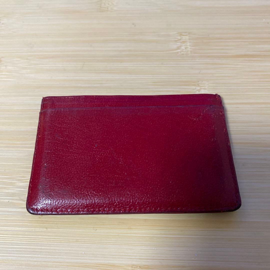 CHANEL レザー 名刺入れ レッド