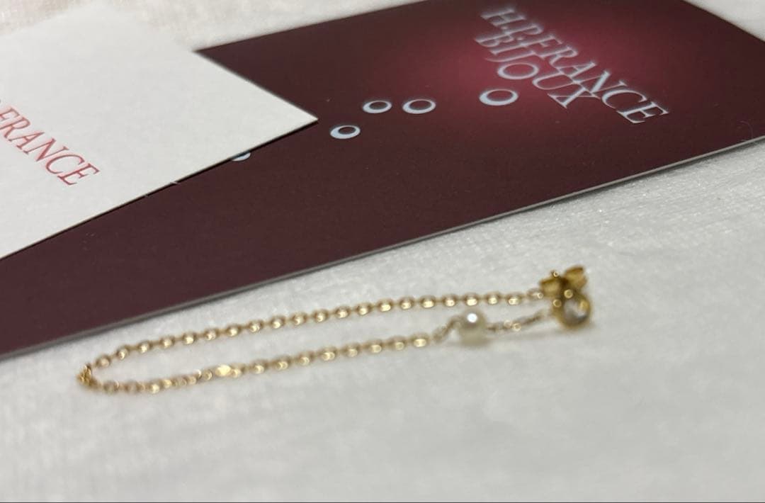 Sweet Pea ダイヤ パールチェーンループピアス 片耳 K18