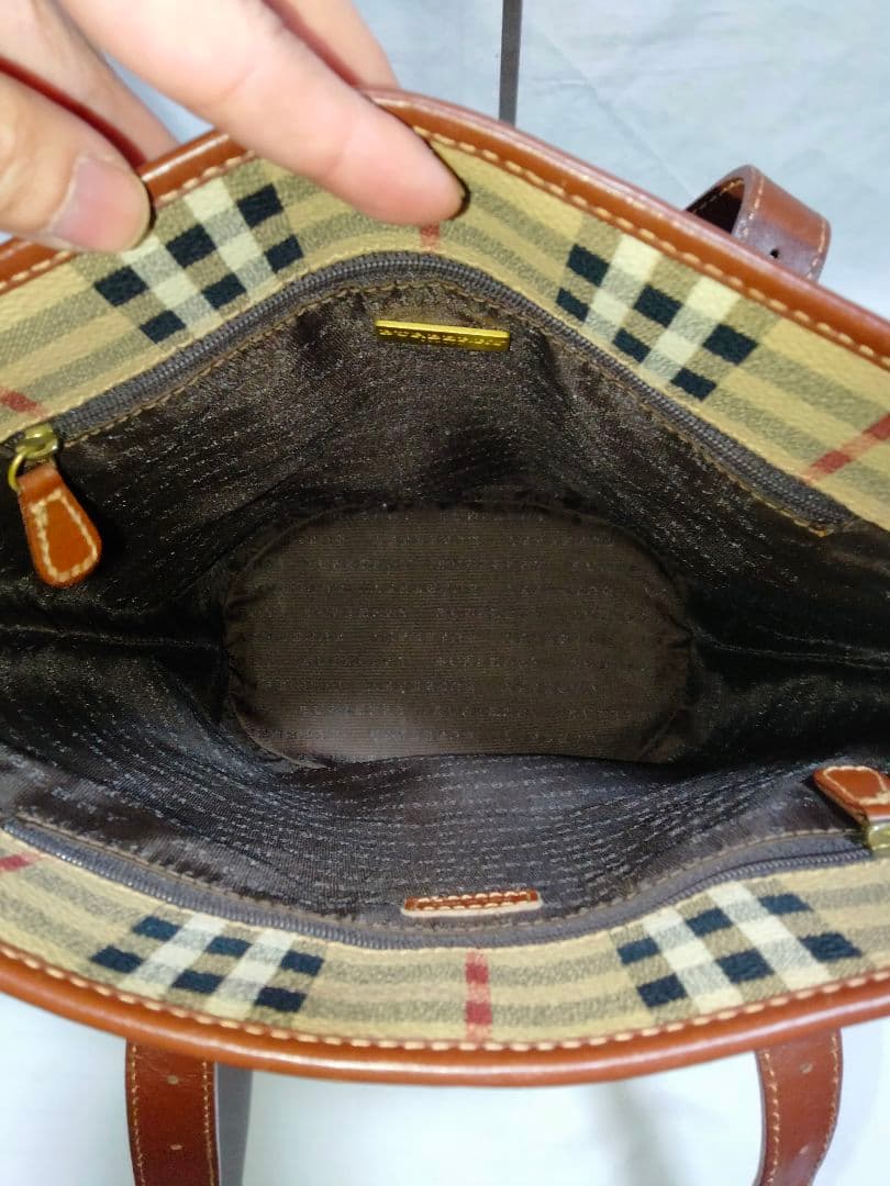 美品 バーバリー BURBERRY ノバチェック シャドウホース PVC レザー