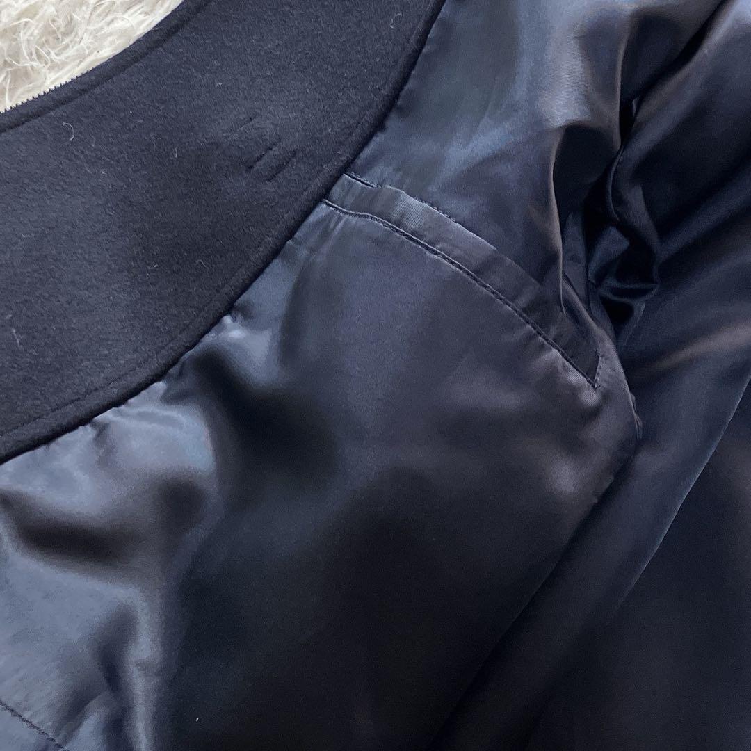 ダニエルクレミュ 良品 日本製 カシミヤ使用 フード脱着 ダッフルコートネイビー