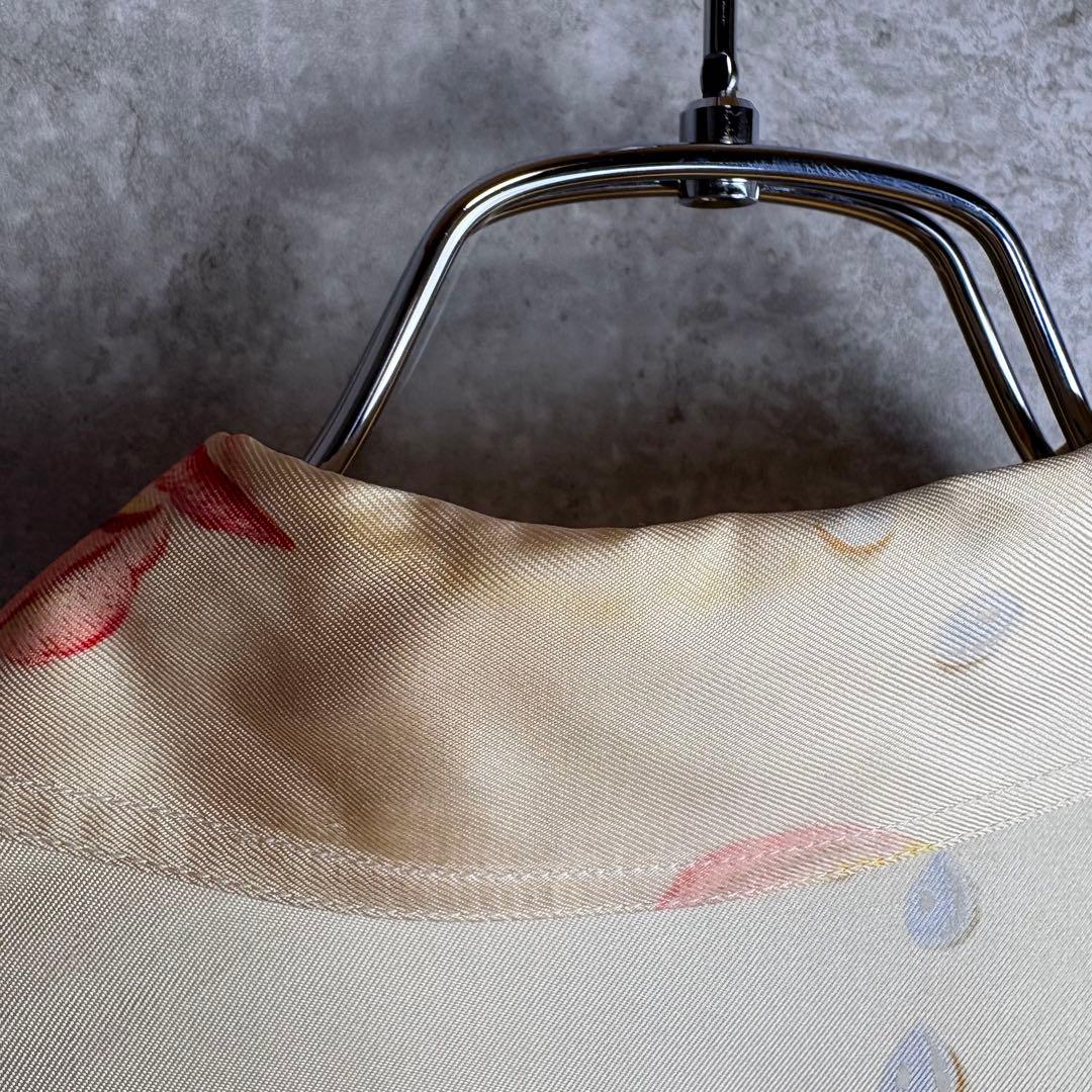 HERMES エルメス シルク100% シャツ 42 バラの雫　アイボリー