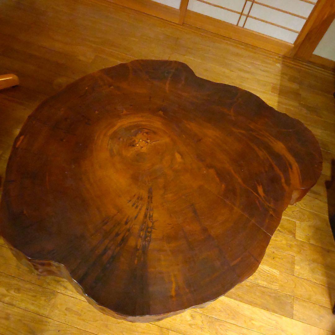 屋久杉・天然木・１枚板・輪切りの座卓（中古）