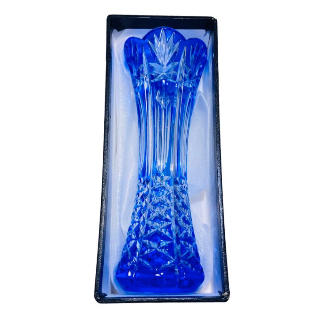 KAMEI GLASS シュヴァリエ Chevalier クリスタル花瓶 ブルー