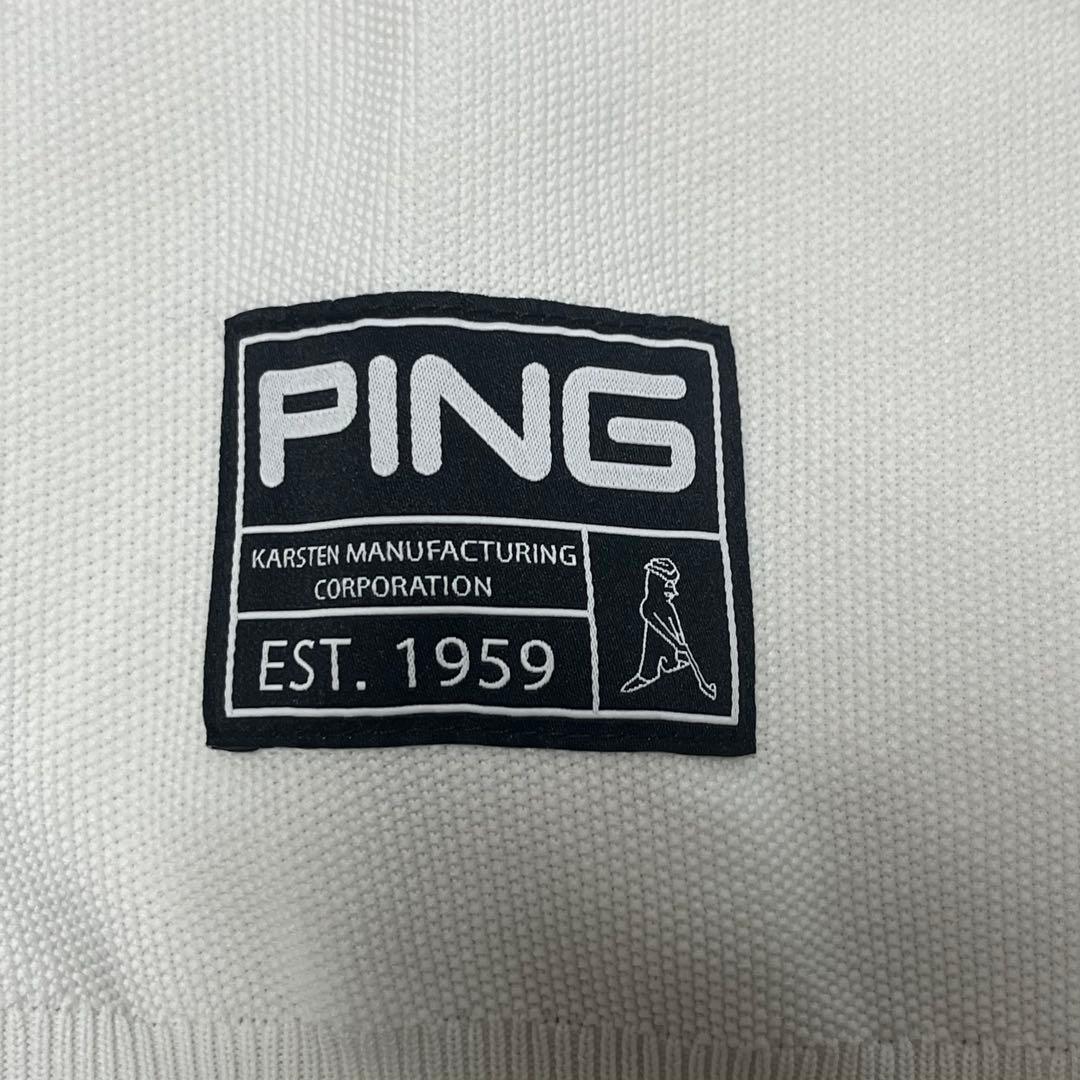 PING/メンズ/GOLDシリーズ/ホワイト/M size/ビッグロゴニット