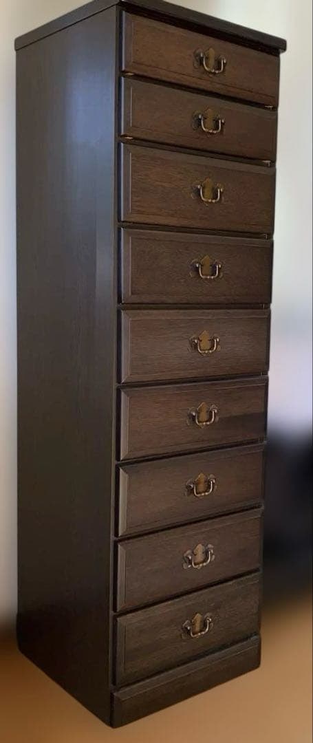 美品　アンティーク調チェスト　ダークブラウン　W44×D45×H148