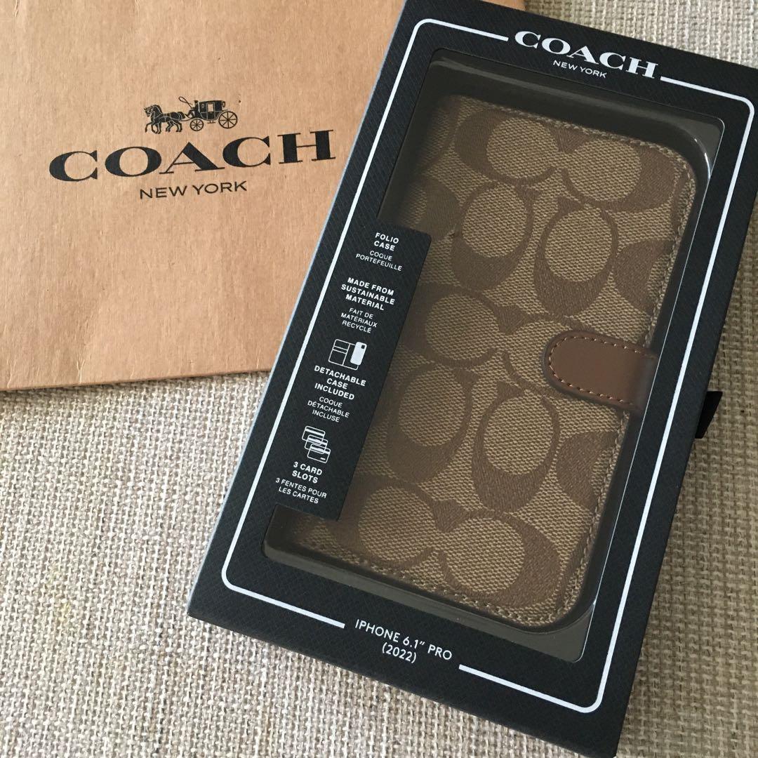 新品　COACH コーチ iPhone 14Pro ケース　手帳 ブラウン