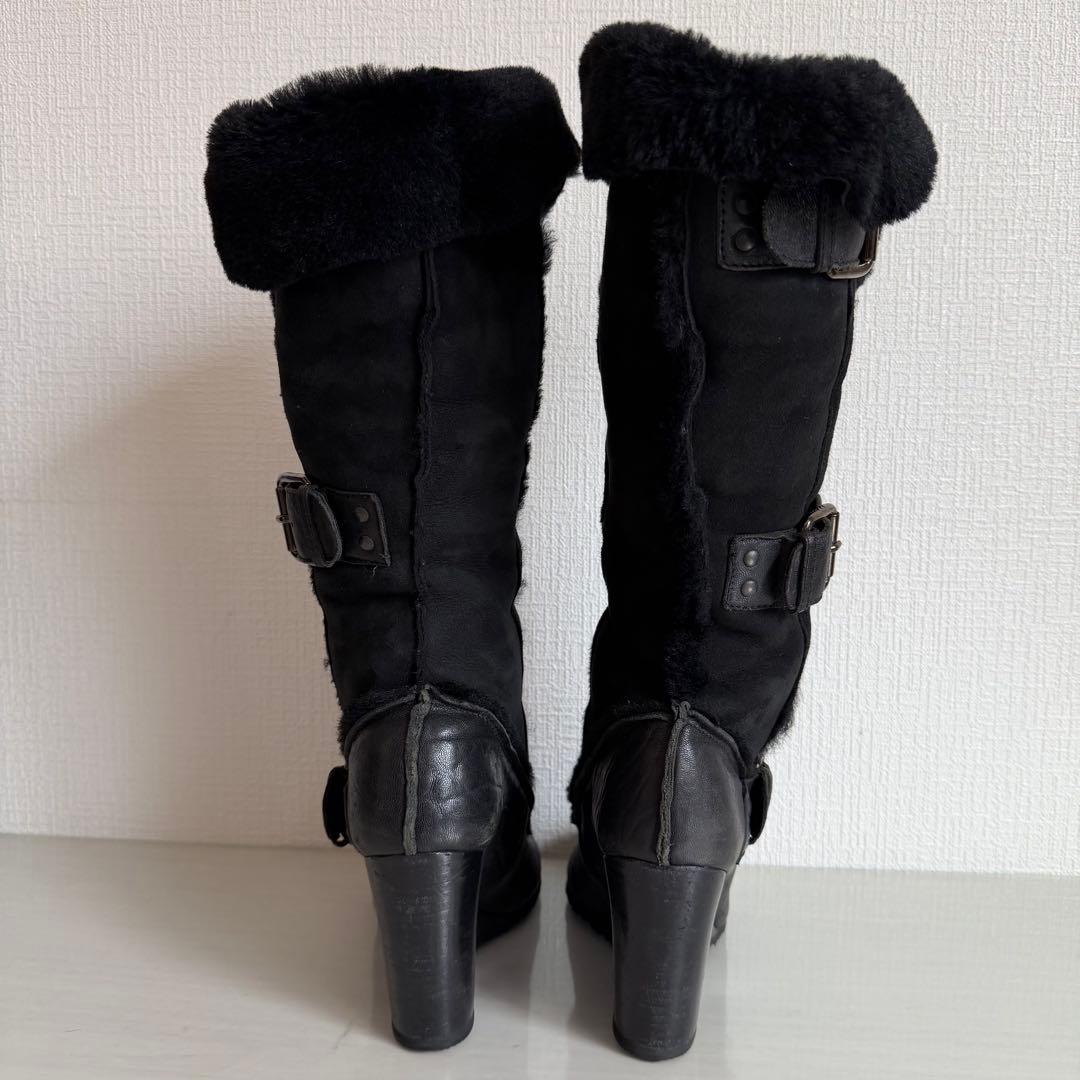 FENDI フェンディ ロングムートンブーツ　スエード　ベルト　イタリア製　黒