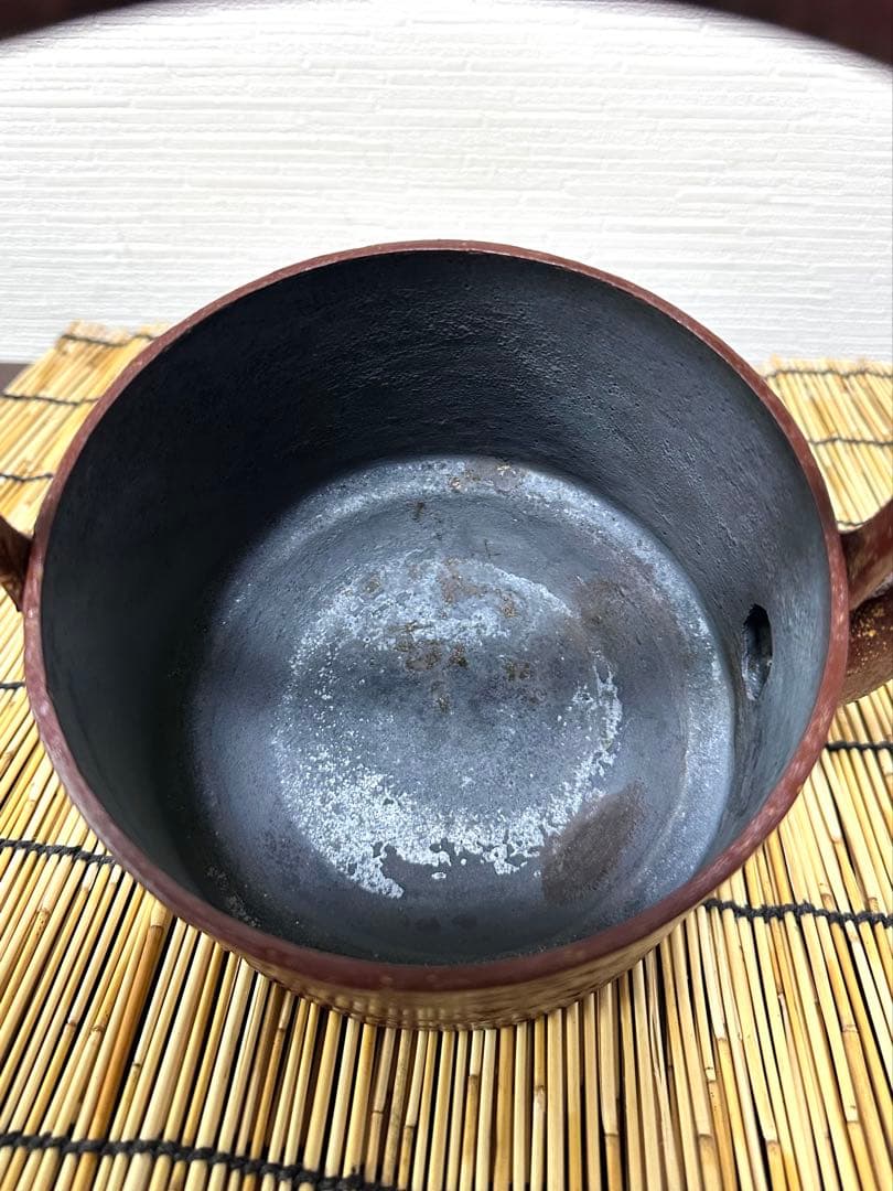 未使用、保管品　南部盛栄堂ＯＩＧＥＮ造　桜皮寸胴１０型　南部鉄瓶　南部鉄器