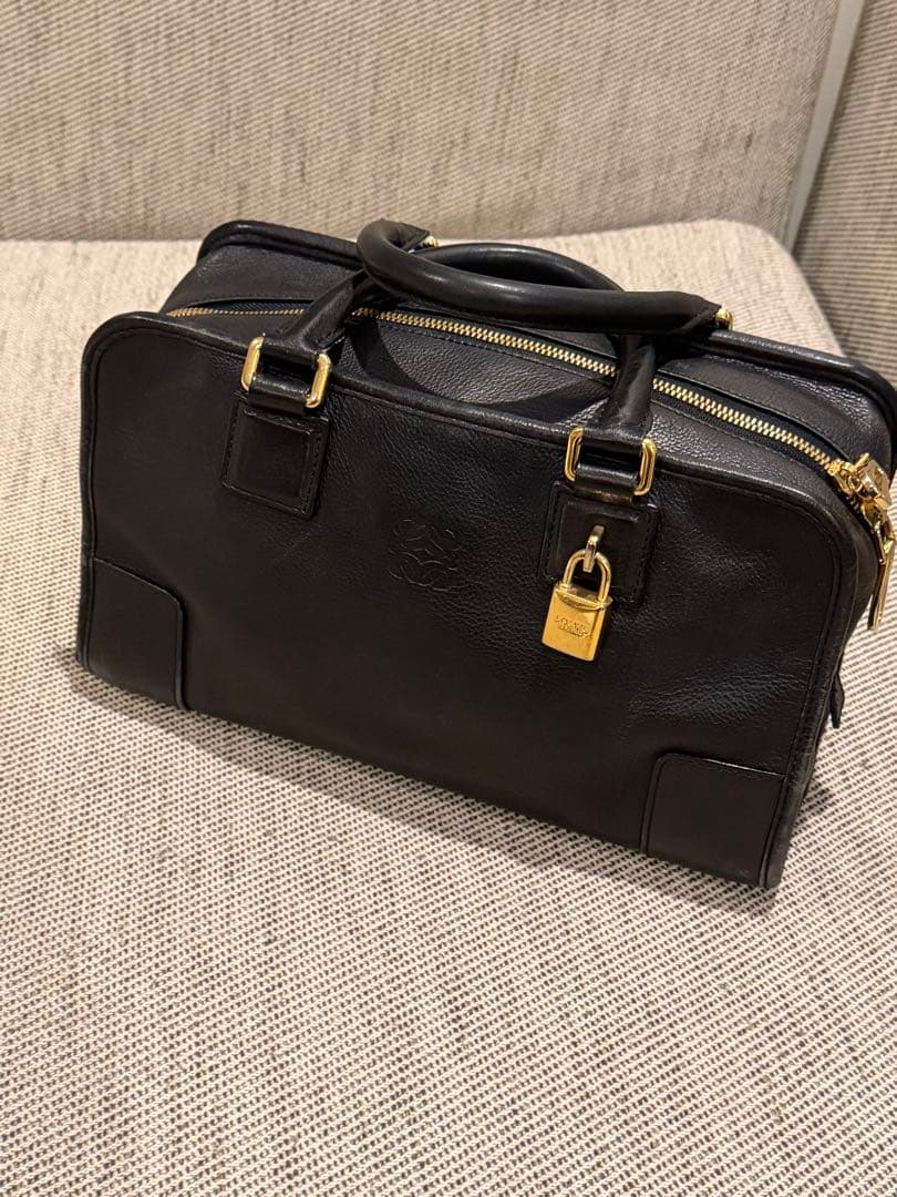 LOEWE アマソナ28 黒ブラック美品鑑定済み中古ボストンゴールドロエベ