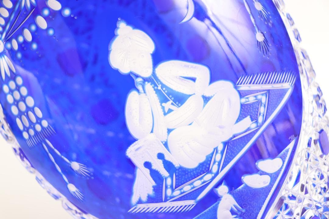 マイセン クリスタル アラビアンナイト 青ガラス Meissen 花瓶