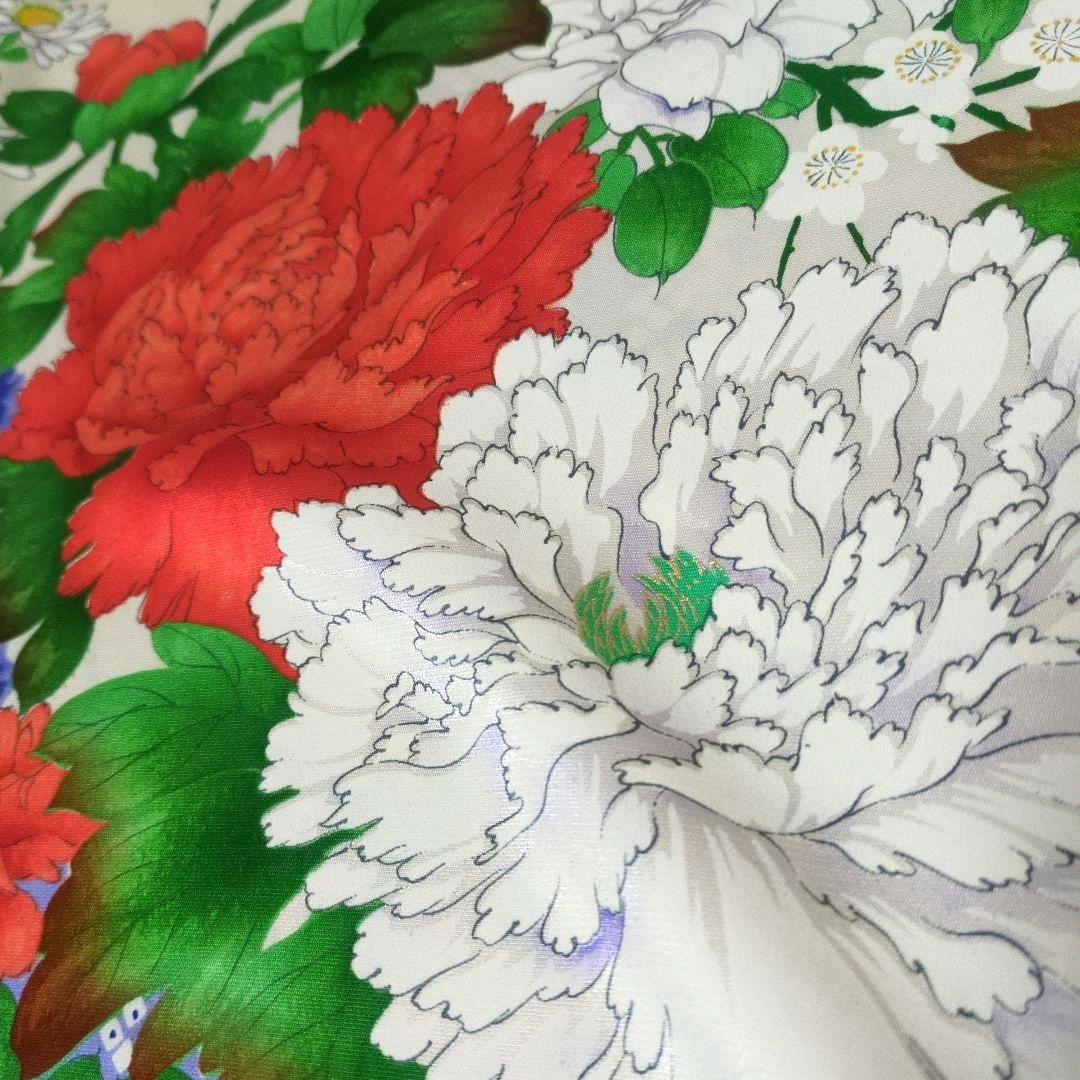 ムーミン様☆アイボリー花鳥と菊 振袖リメイクV開きワンピ*