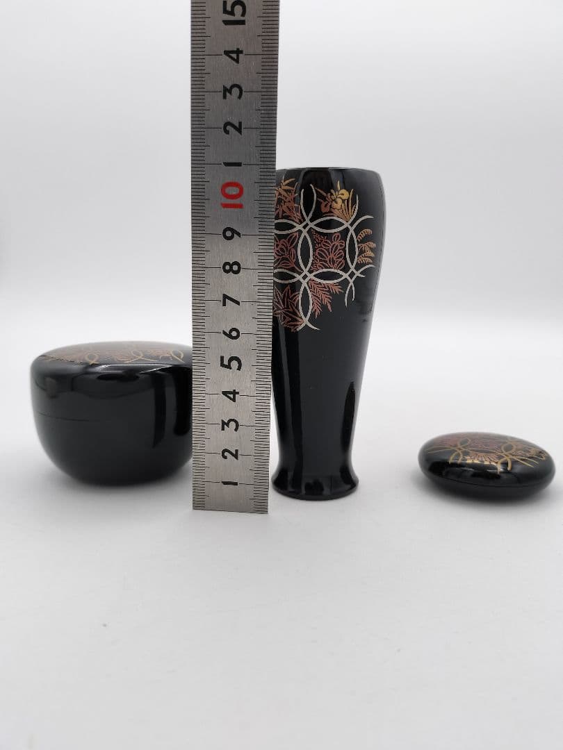 b74 茶箱 七宝四季草花 加賀蒔絵 西村松逸 茶箱 茶道具 古物