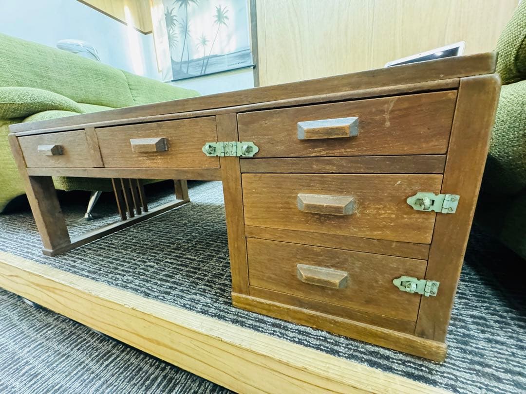 昭和レトロ！希少品！ちゃぶ台　座卓　テーブル　机　引き出し　民藝家具　書斎机 和