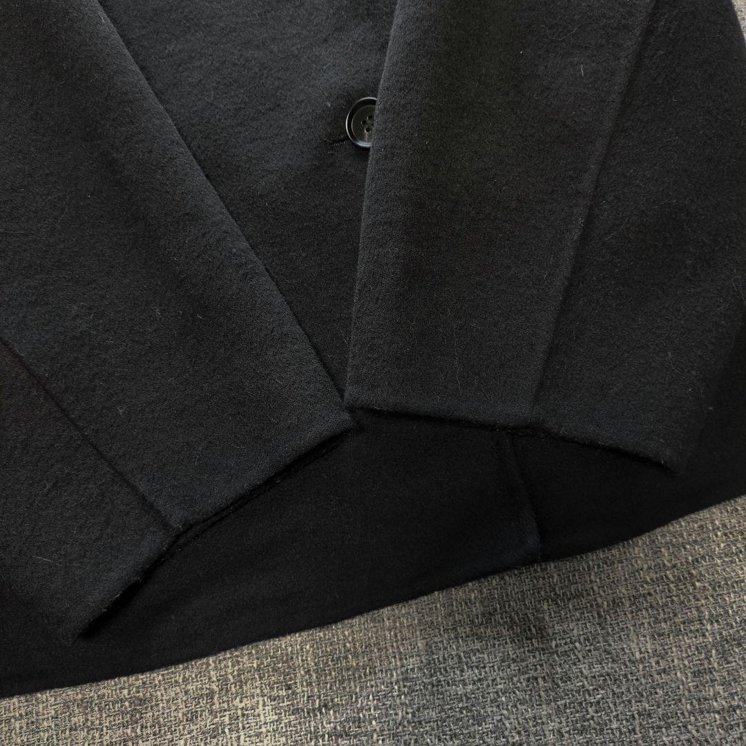 アンフィーロ　ゆったり　ウール混リバー　ショートコート　ウール　ブラック