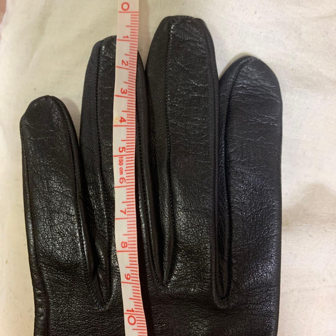 HERMES ブラック レザー手袋 箱付き