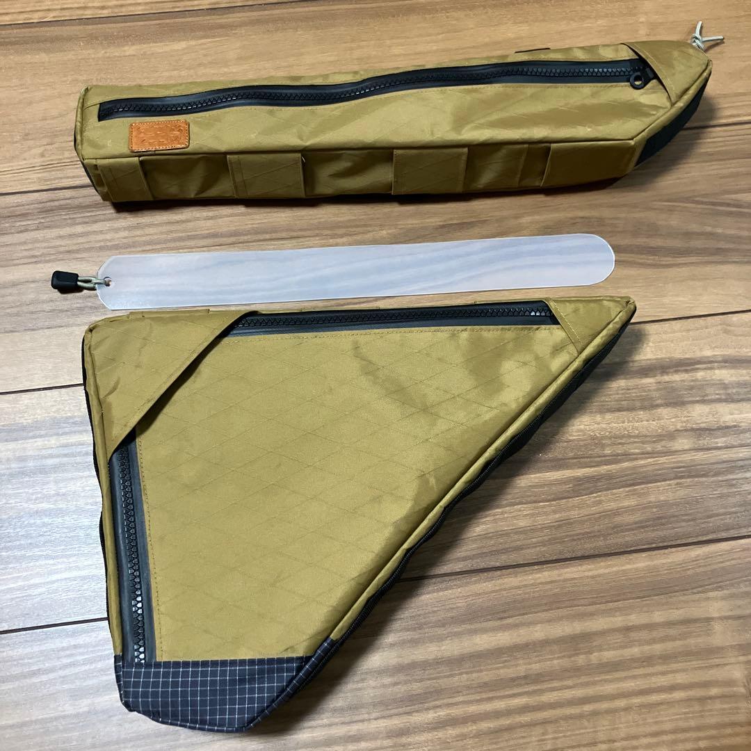 ハンドメイド　上下分割フルフレームバッグ　X-PAC Cブラウン　フレーム49