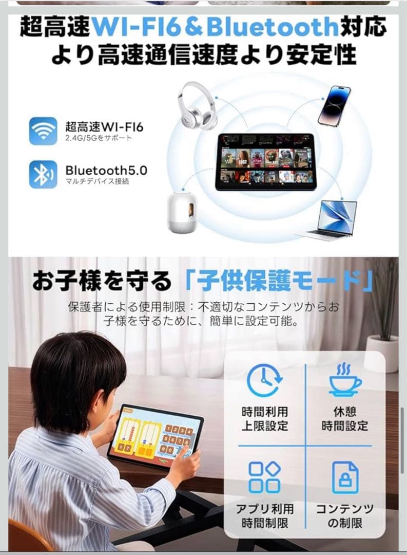 Android 15 タブレット　10.1インチ　8コア　24GB 128GB