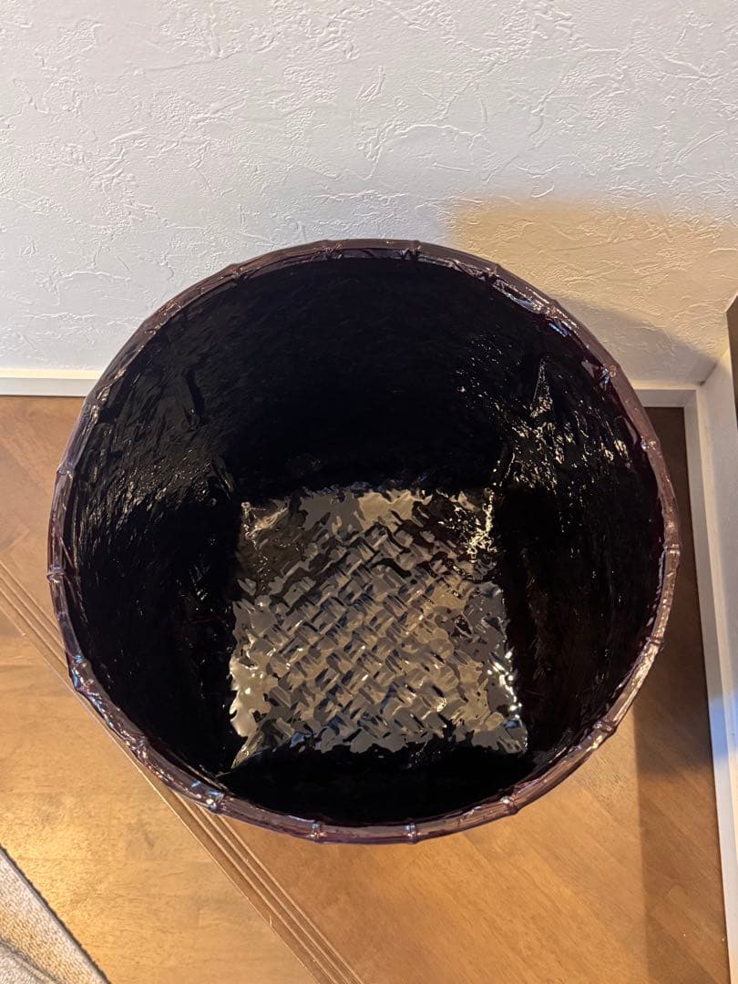 蓋付竹籠★丸つづら★漆塗り★アンティーク★スリッパ入れ