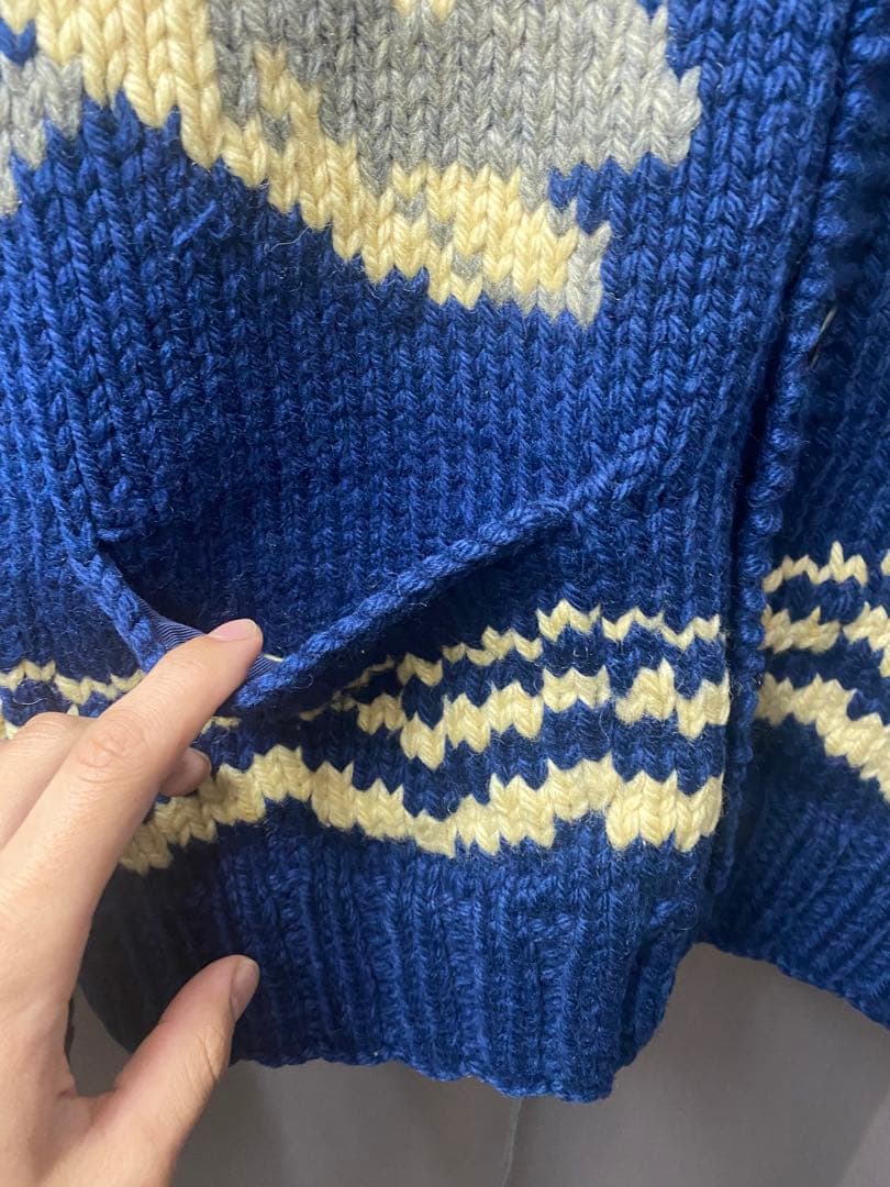 50s 60s 魚柄 フィッシュ カウチンセーター ボタン レア ヴィンテージ