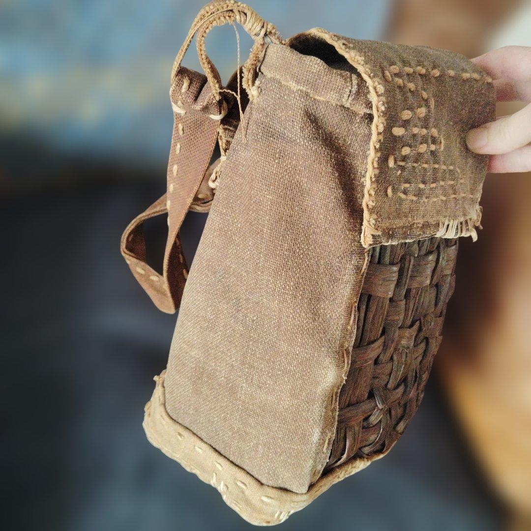 作家もの　山葡萄と柿渋古布のショルダー