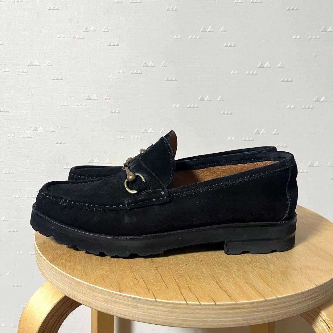 美品 イル モカシーノ スエード レザー ホースビット ローファー 黒