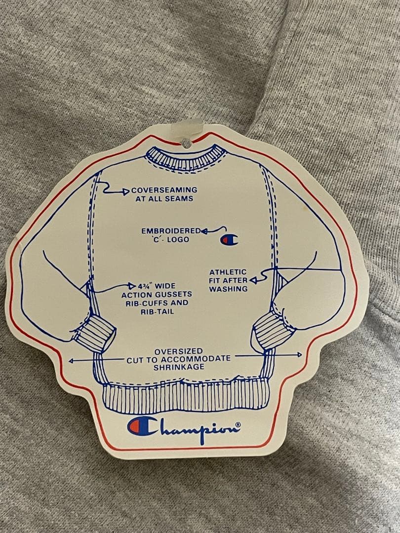 90s チャンピオンUSA製リバースウィーブ　グレー無地　目無し　タグ付き　XL
