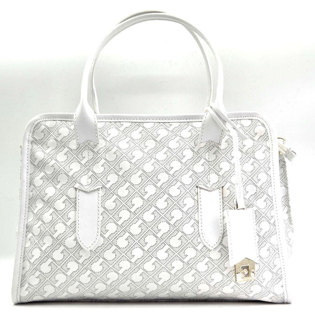 GHERARDINI ハンドバッグ 2way モノグラム レザー ソフティ 白