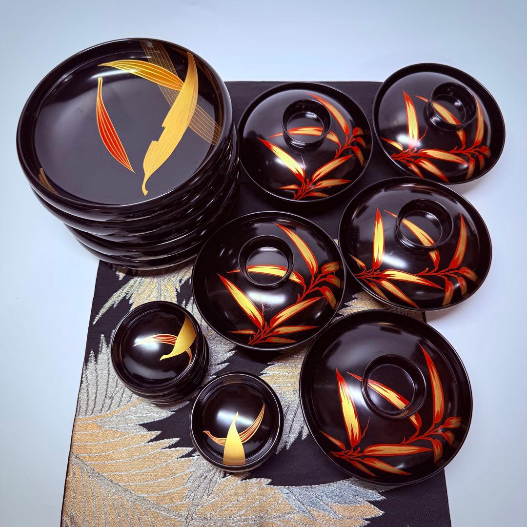 漆器　輪島塗　本蒔絵磨出金彩　木製　中皿&豆皿　10客 5セット