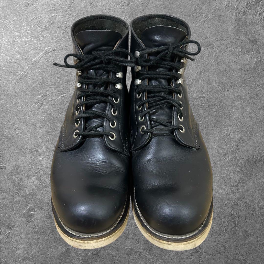 90s 8D 26cm RED WING 8165 刺繍羽タグ ワークブーツ 黒