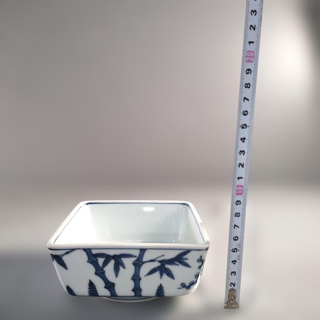 A1365-9/京焼/宮永東山 造/染付松竹梅図四方刺身揃 大5客・小5客/共箱