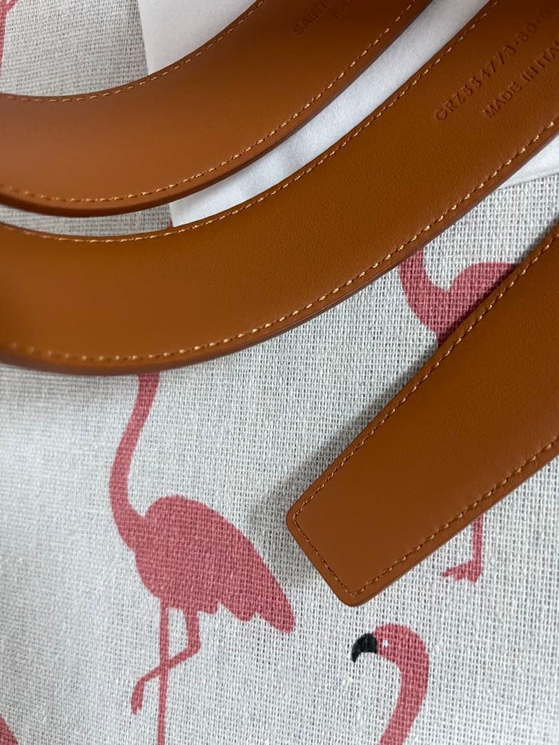 サンローラン　ブラウン　ベルト 金属バックル　95*3cm